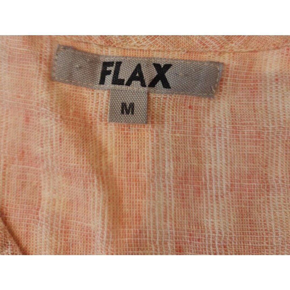 Flax Light Orange Linen Button Up Basic Blouse Wo… - image 4